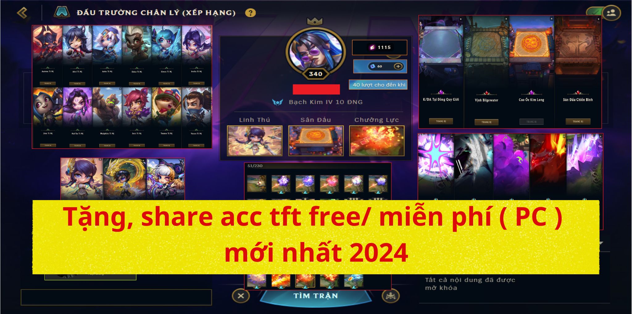 Tặng, cho, share acc tft free/ miễn phí ( PC ) mới nhất 2024