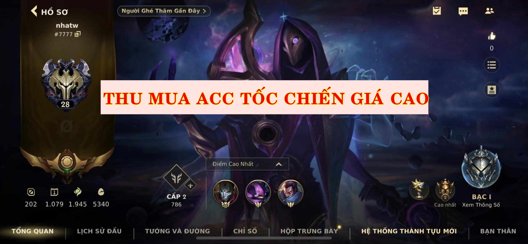 Thu mua acc tốc chiến các loại số lượng lớn giá tốt