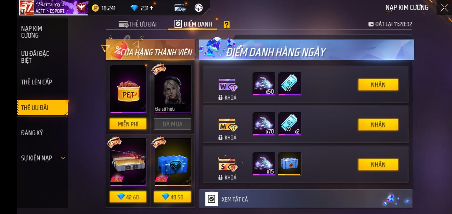 Shop bán acc free fire 100k chất lượng 