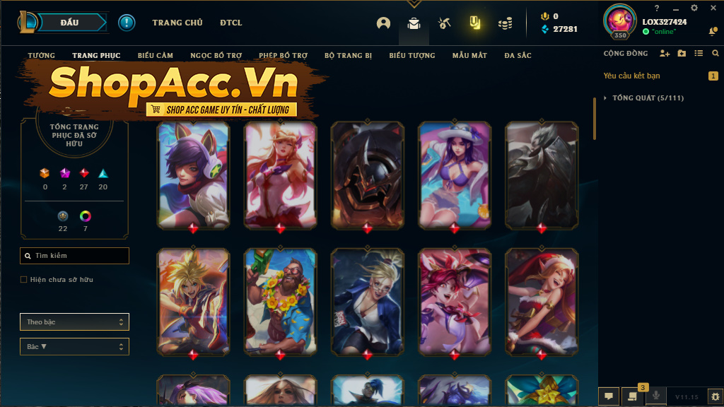 shop acc lol gầy leesin