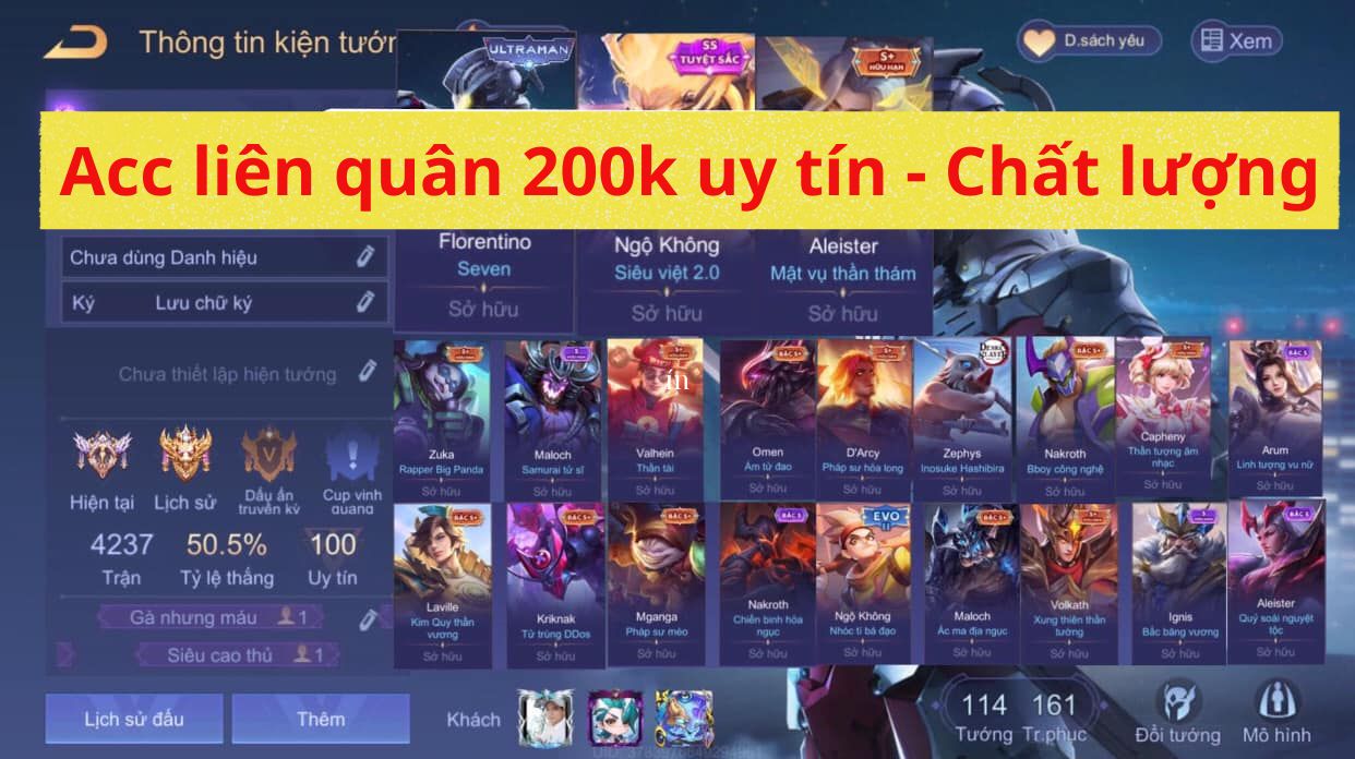 Shop acc liên quân 200k uy tín