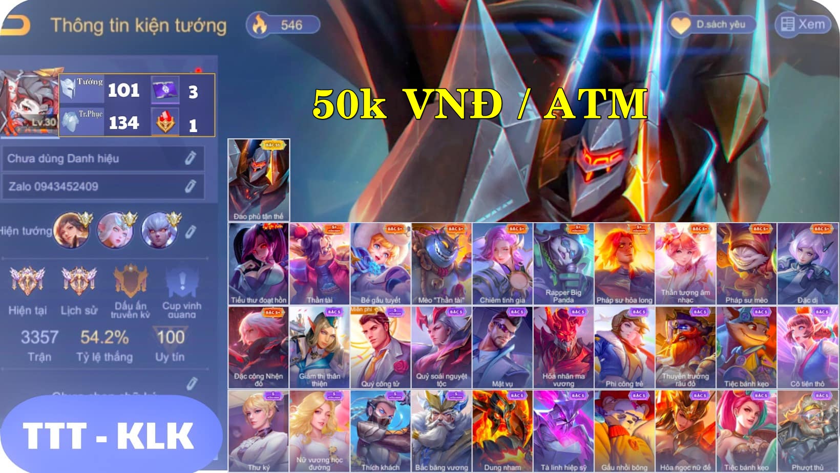 shop acc liên quân 50k