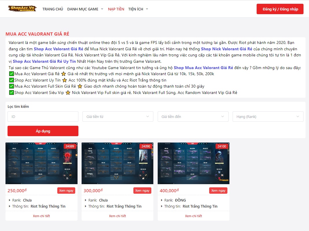 shop acc valorant - shopacc.vn