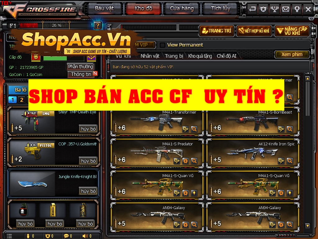 shop acc cf uy tín hiện nay