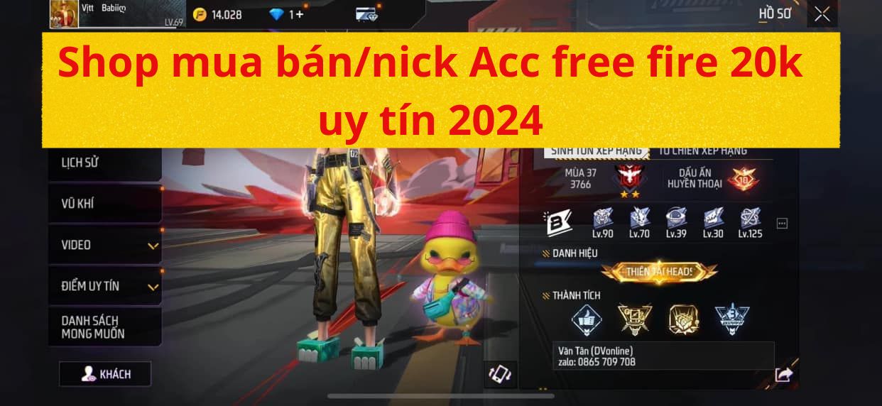 Shop mua bán/nick Acc free fire 20k uy tín 2024