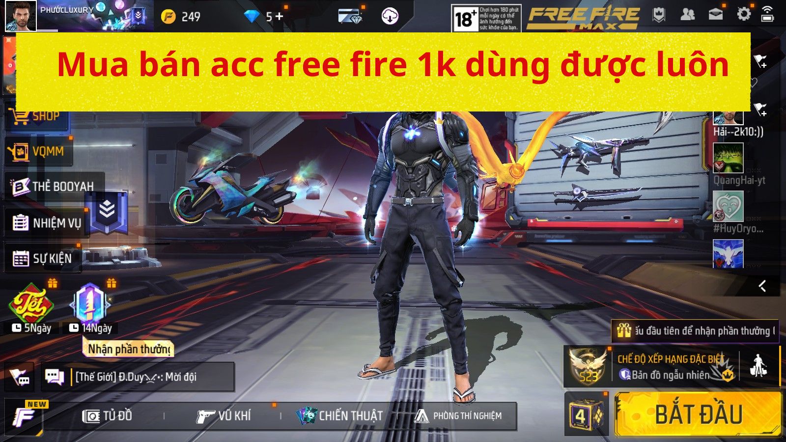 Mua bán acc free fire 1k dùng được luôn tại shopacc.vn