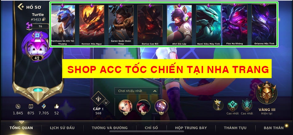 shop acc tốc chiến tại nha trang