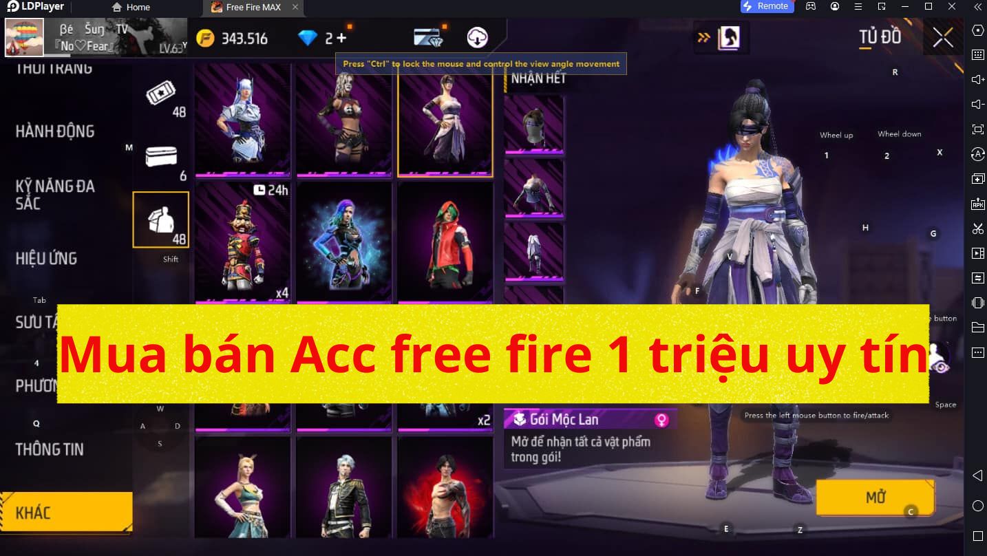 Mua bán Acc free fire 1 triệu uy tín