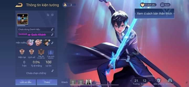 Shop bán nick liên quân có skin kirito free