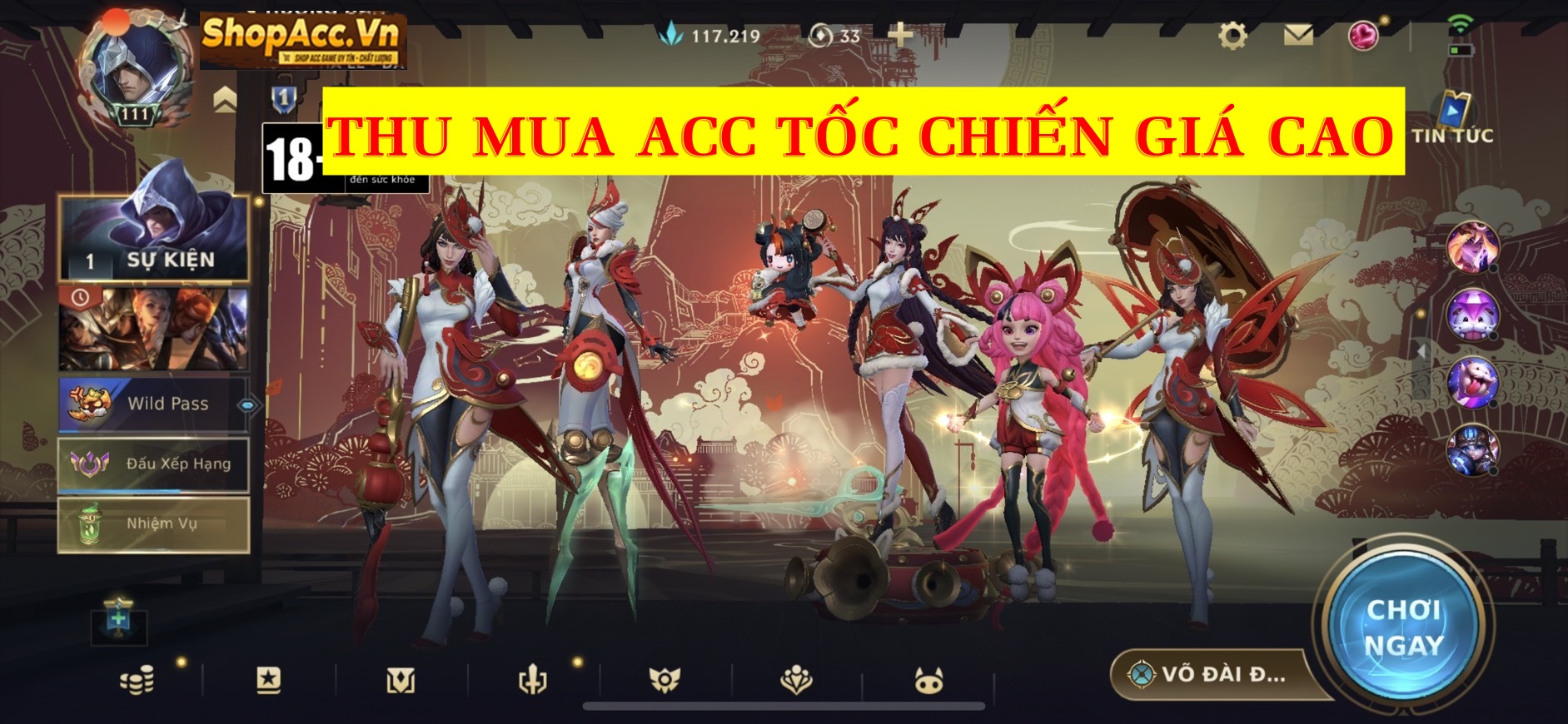 thu mua acc tốc chiến giá cao