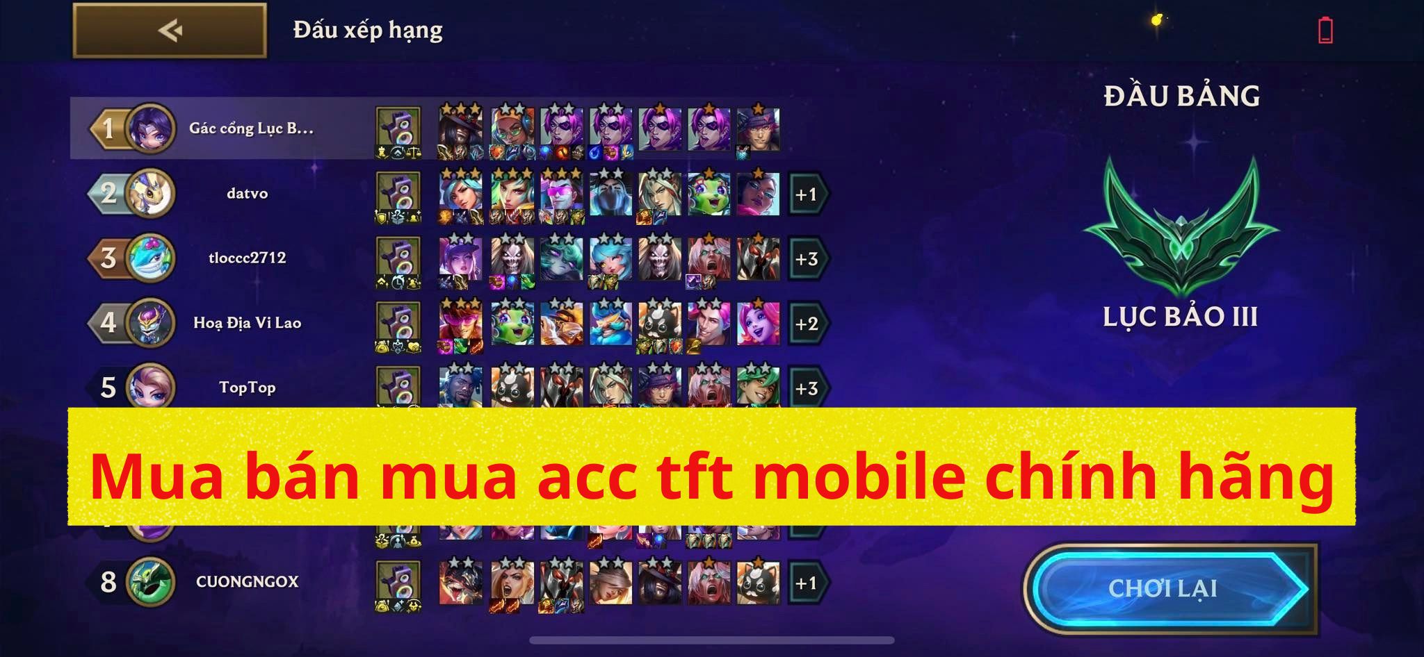 shop acc tft mobile chính hãng giá rẻ